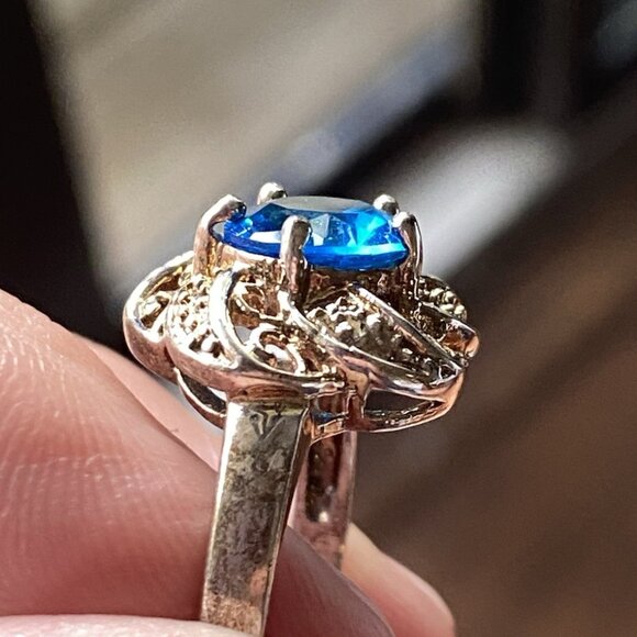 3 ct Genuine Blue Topaz Ring size 7 Sterling Silver stamped 925 tested - Picture 9 of 12